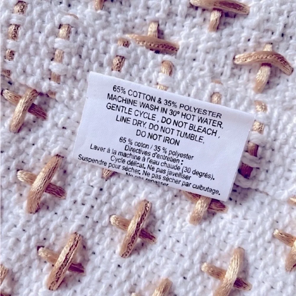 WOVEN COTTON CROSS STITCH TABLE RUNNER MODERN FARMHOUSE Natural